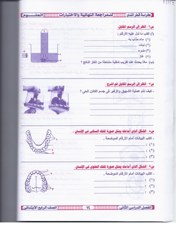 امتحانات علوم الصف الرابع ترم ثانى2015