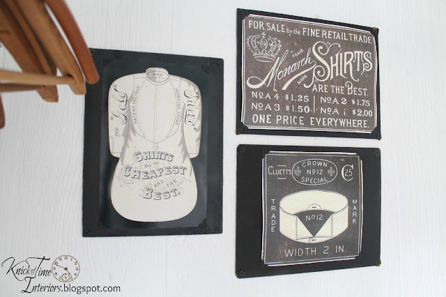 Antique Clothing Advertisements Laundry Room Remodel via http://knickoftimeinteriors.blogspot.com/