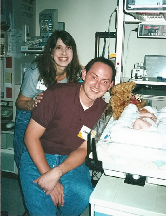 With Trevor at Children's Mercy NICU in July 2001