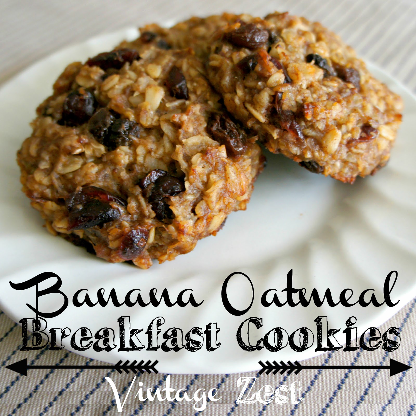 Favorite Breakfast #4: Banana Oatmeal Breakfast Cookies on Diane's Vintage Zest!  #breakfast #recipe #banana #cookies