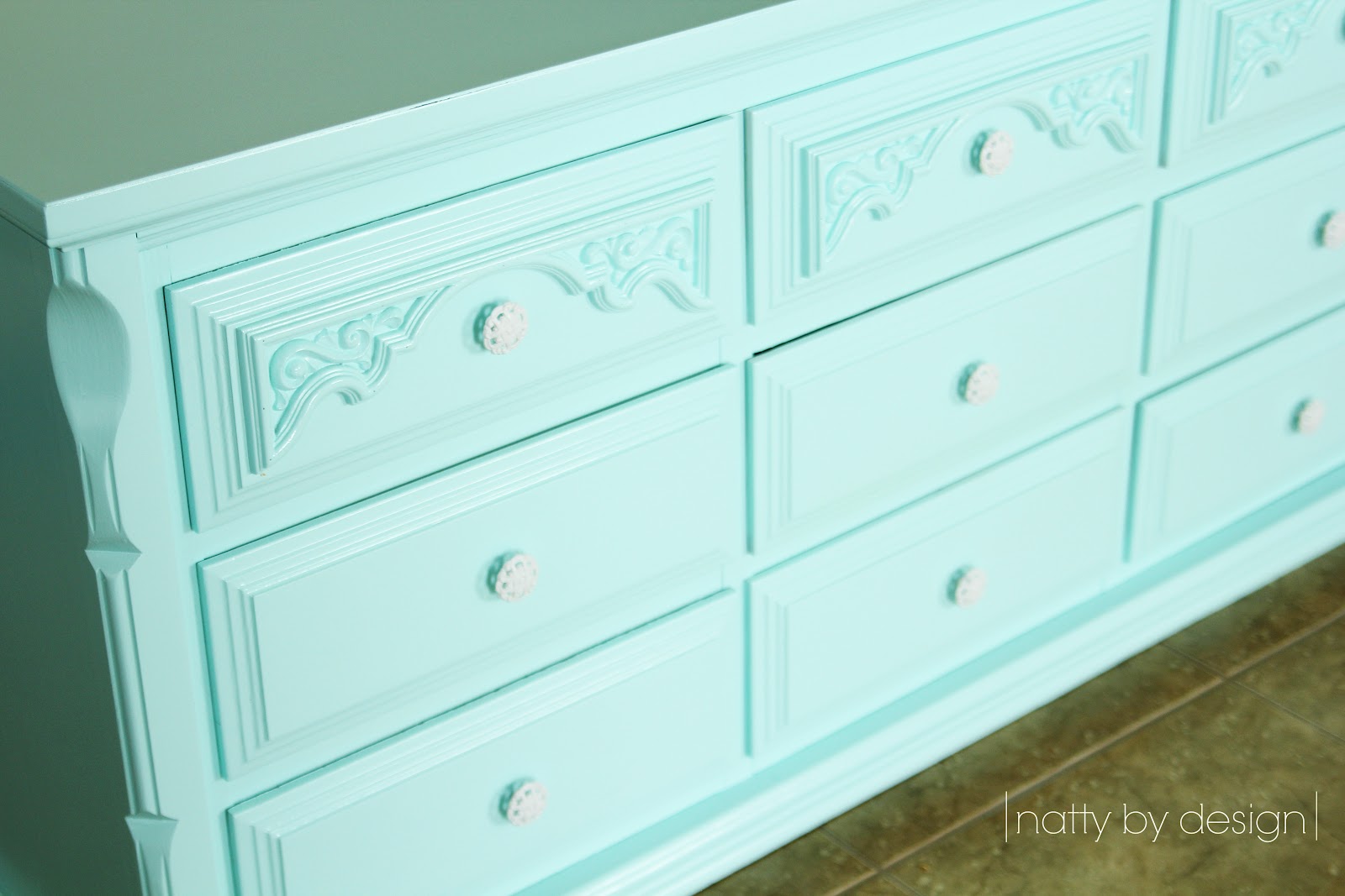 Natty by Design misty teal dresser