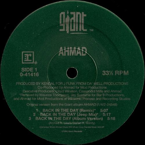 Ahmad – Back In The Day (VLS) (1994) (192 kbps)