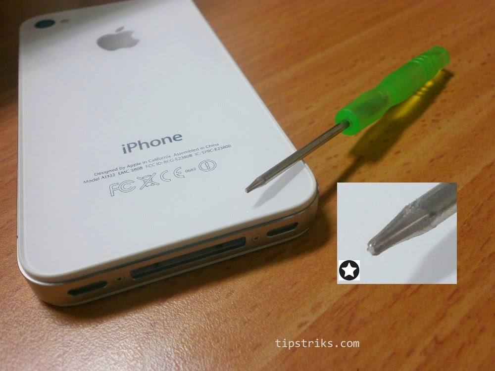 Cara Membuka Cover/Tutup Belakang iPhone 4/4S Obeng+bintang+iphone