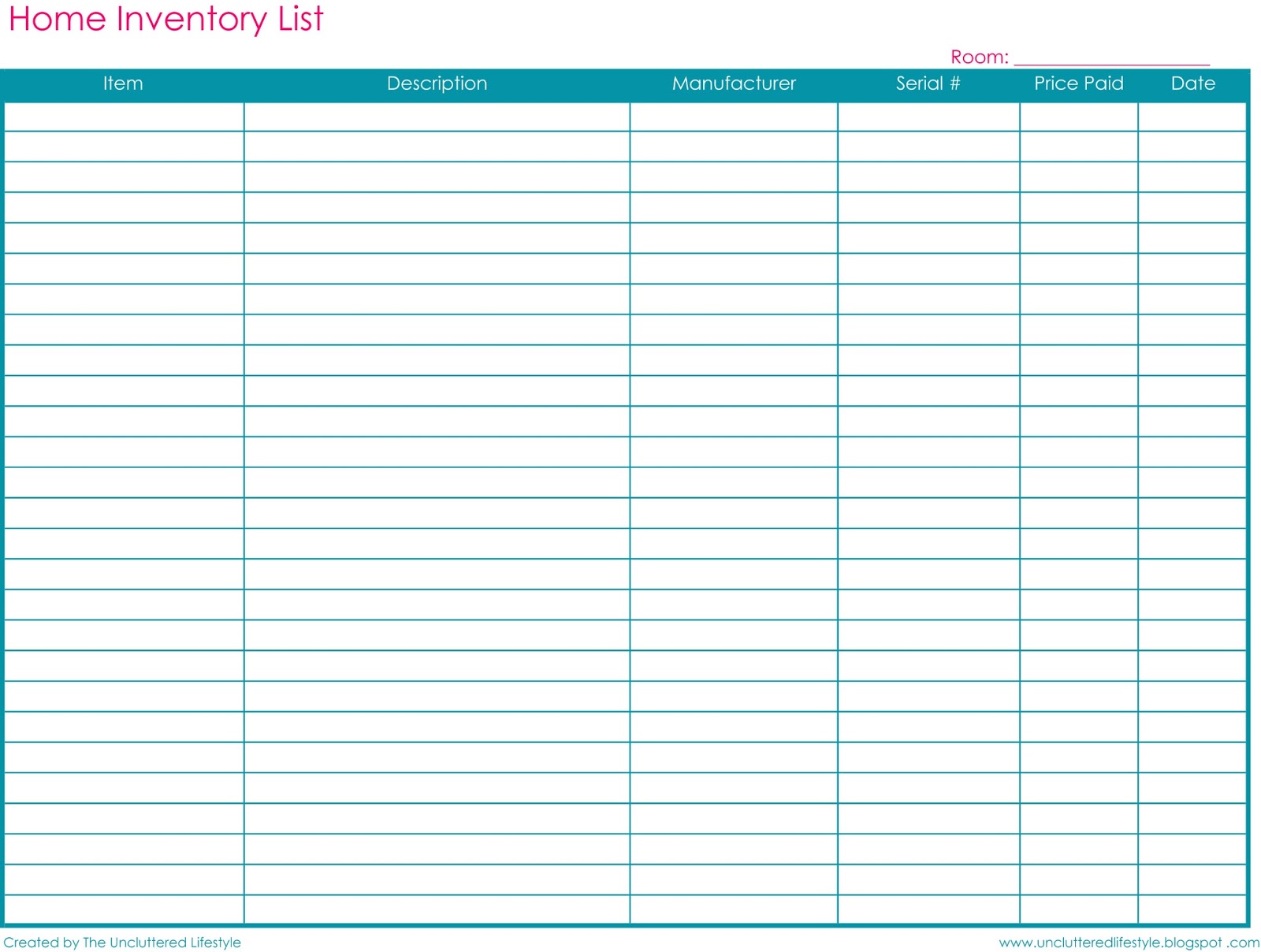 Property Inventory Checklist Template