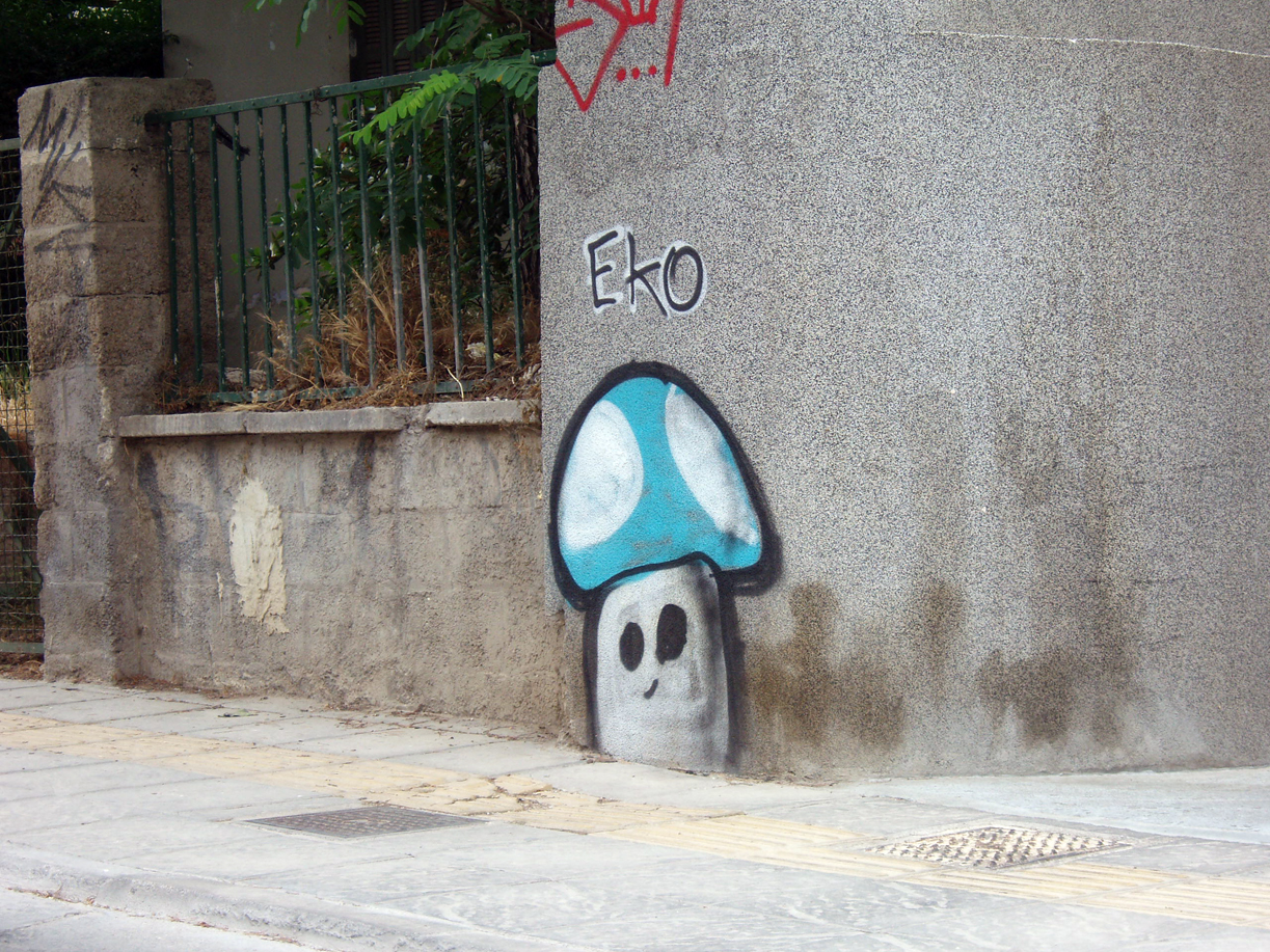 Mushroom Graffiti Street Art Athens