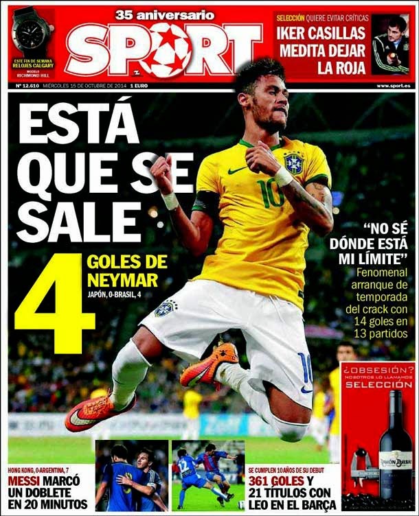 Cover Sport (15/10/2014) - Neymar is that it goes out