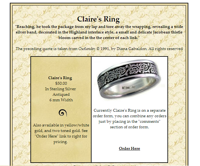 Claire's Ring - Diana Gabaldon Approved!