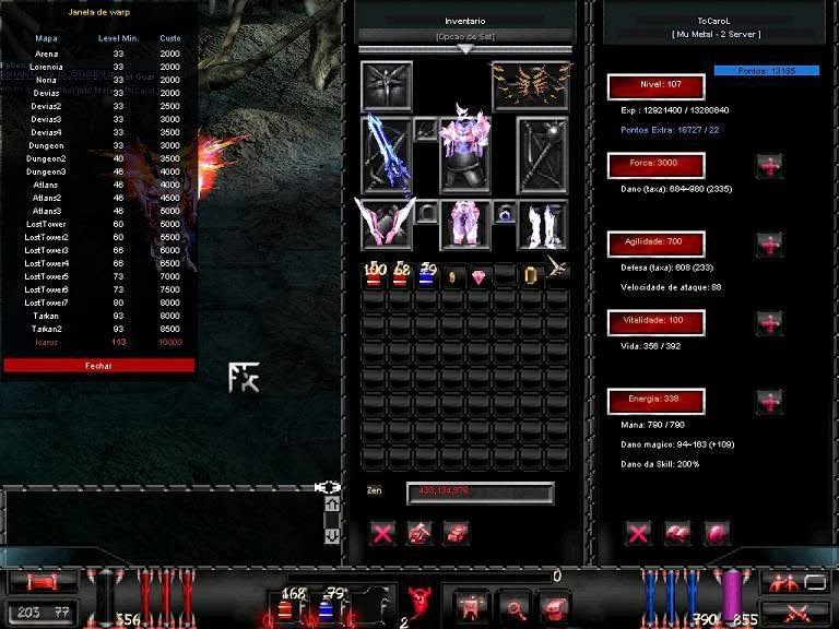 Interface Preta para Versões 97d 99i a 1.0 h MU ONLINE SPACE