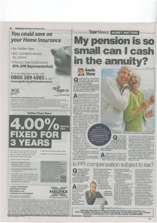 My Article in the Daily Express - 23/11/11