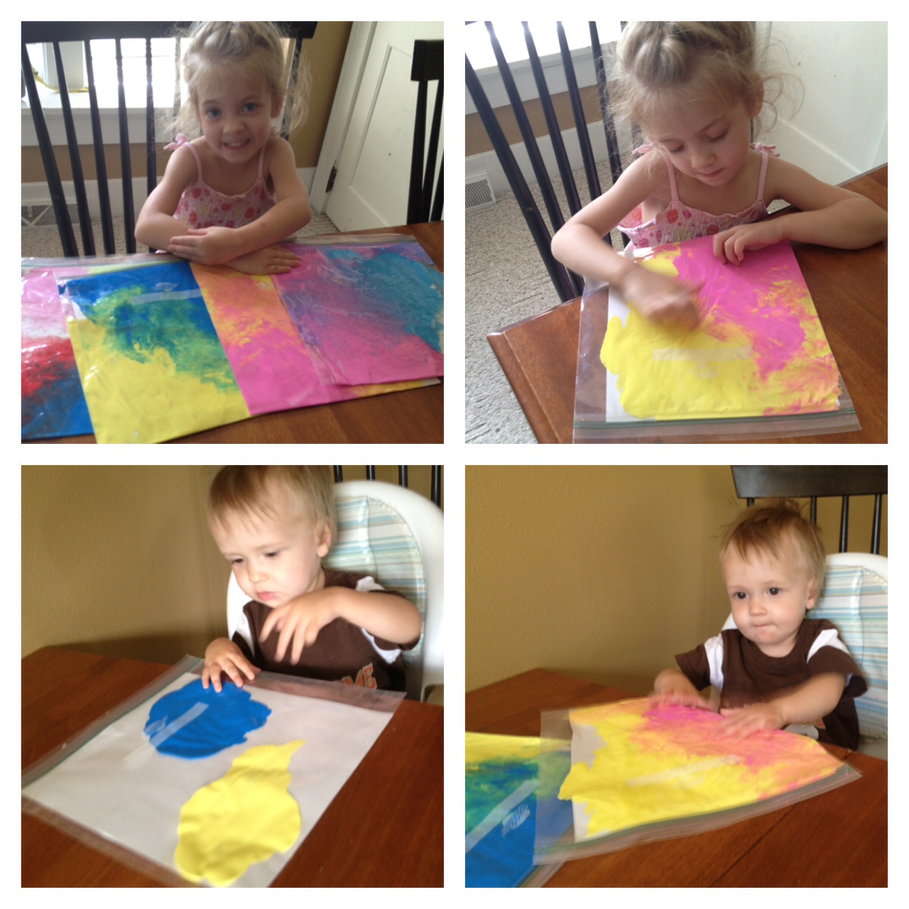 No Mess Finger Painting and Color Mixing!
