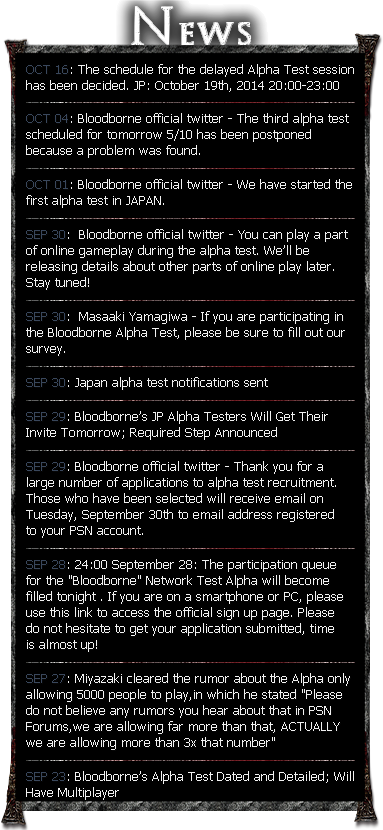 Bloodborne Japan Alpha Test