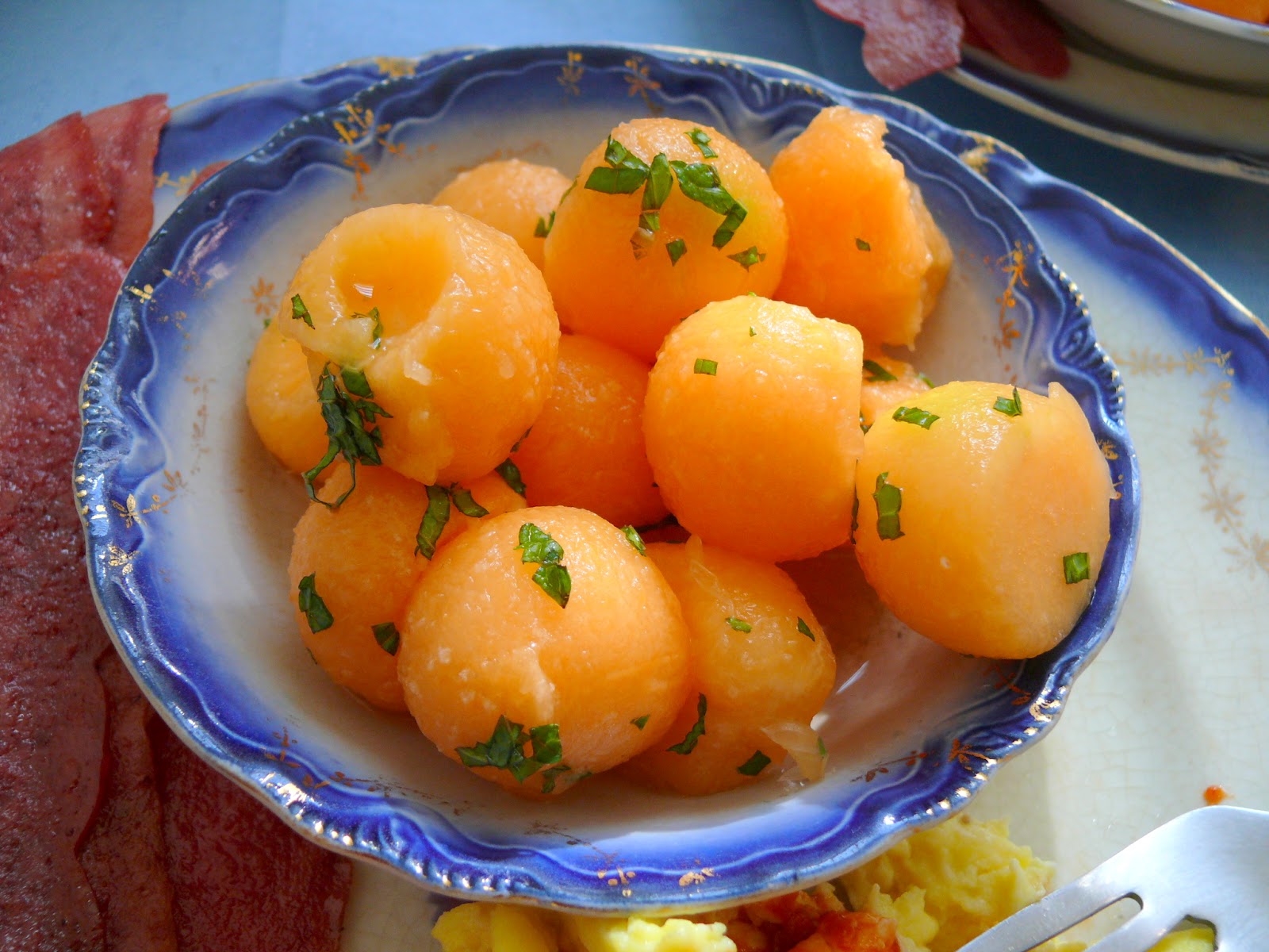 A Life of Little Pleasures Cantaloupe Fruit Salad with Mint, Lime, and