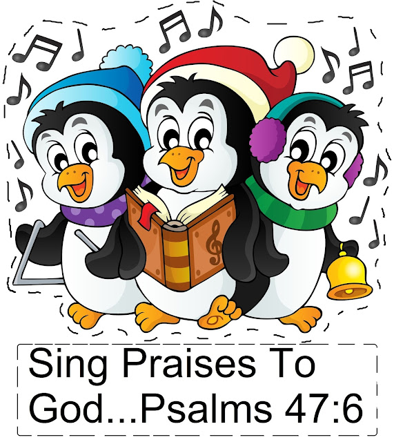 Christmas Penguin Pop Up Card "Sing Praises To God" Psalms 47:6