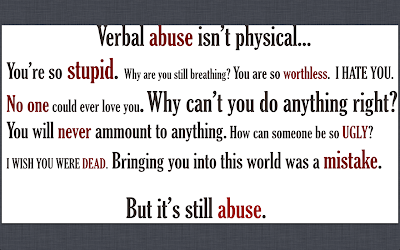 verbal abuse is still abuse Verbal abuse is still abuse its abuse i quotes - 1 verbal abuse is still abuse it's abuse in the form of words don't assume that a few hurtful words won't cost. verbal abuse is still abuse Verbal abuse is still abuse its abuse i quotes - 1 verbal abuse is still abuse it's abuse in the form of words don't assume that a few hurtful words won't cost.