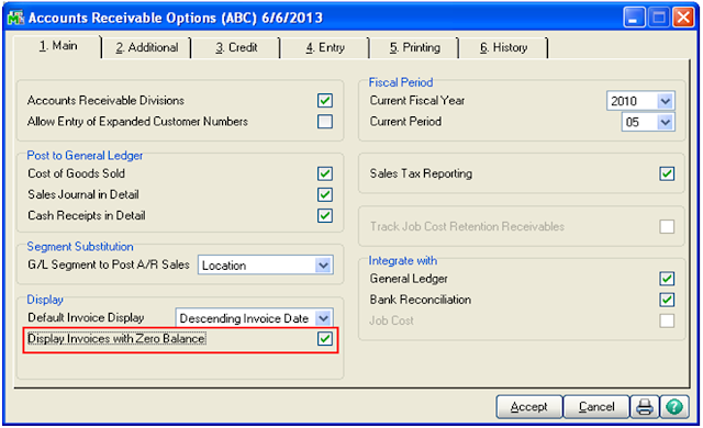 Accounts Receivable Options