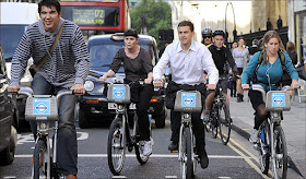 Boris Bikers waiting at traffic lights