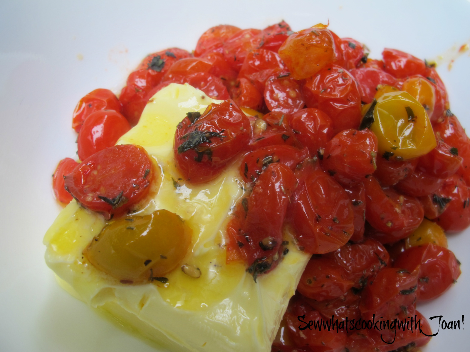 Sew what's cooking with Joan! Roasted Tomato thyme butter bruschetta!