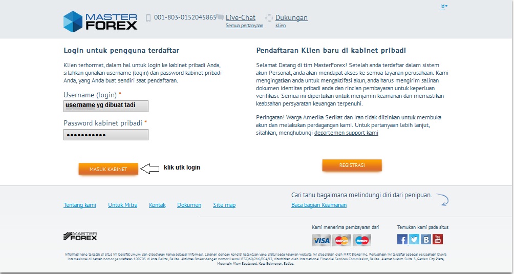 Login kabinet master forex