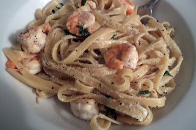 Shrimp Scampi:  Shrimp and pasta tossed in a garlic, butter, and white wine sauce.