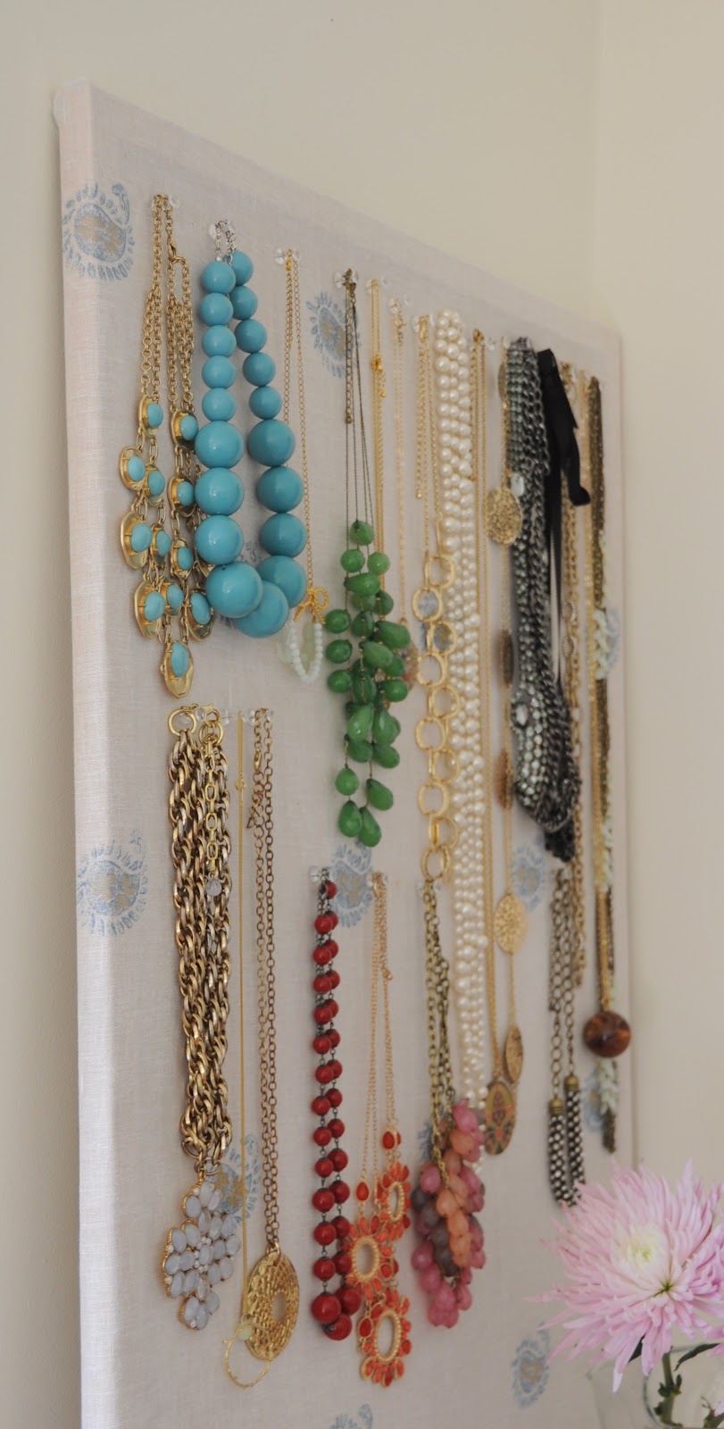deliciously organized DIY Organize Necklaces on CorkBoard