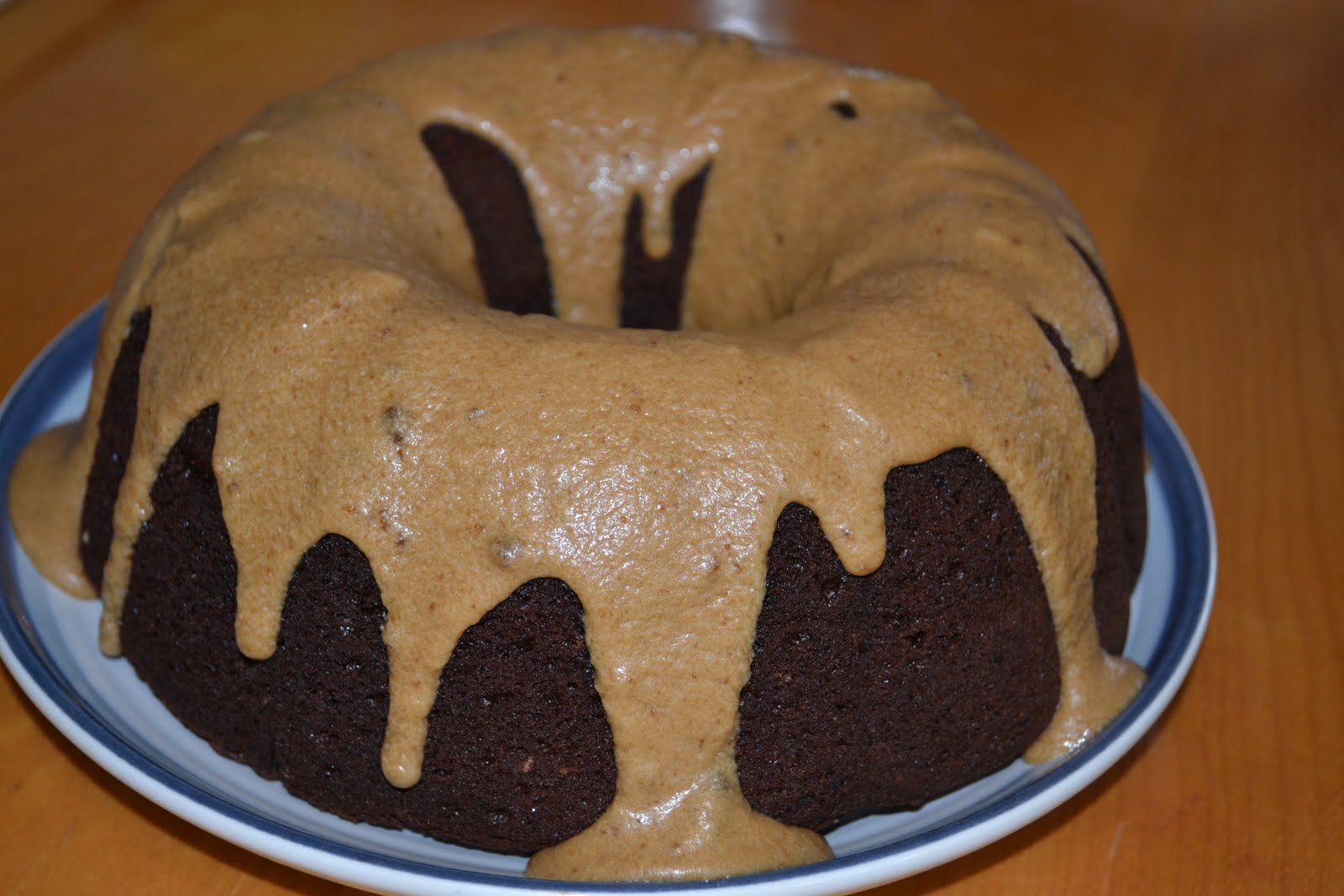 Mom's Fridge Birthday Bundt Cake Chocolate with Caramel Glaze