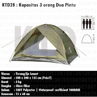 KTD28 krey tenda premium dome kapasitas 3 orang 1 layer sealed