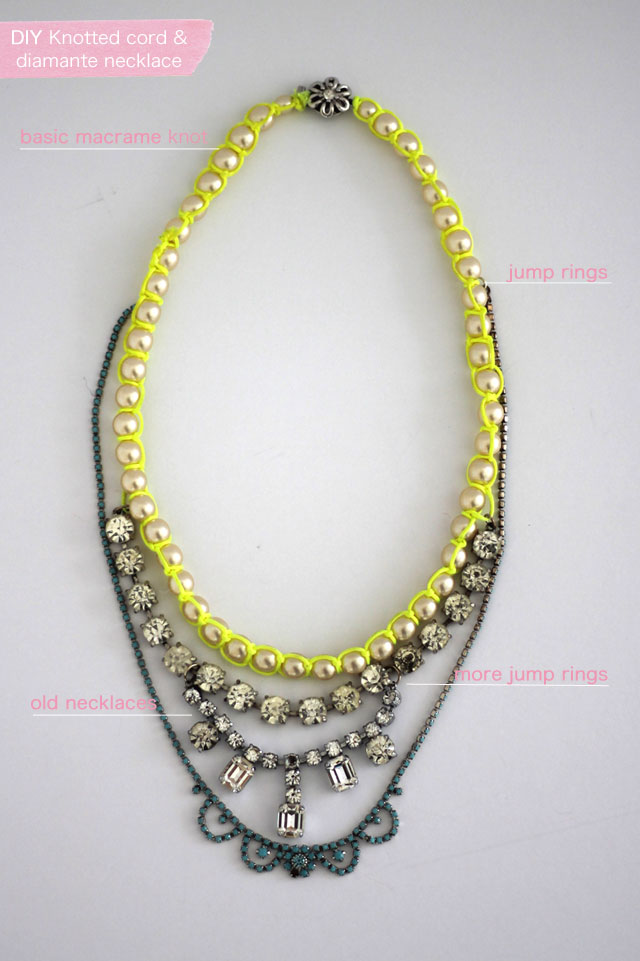 DIY knotted cord and diamante necklace Lotts and Lots Making the