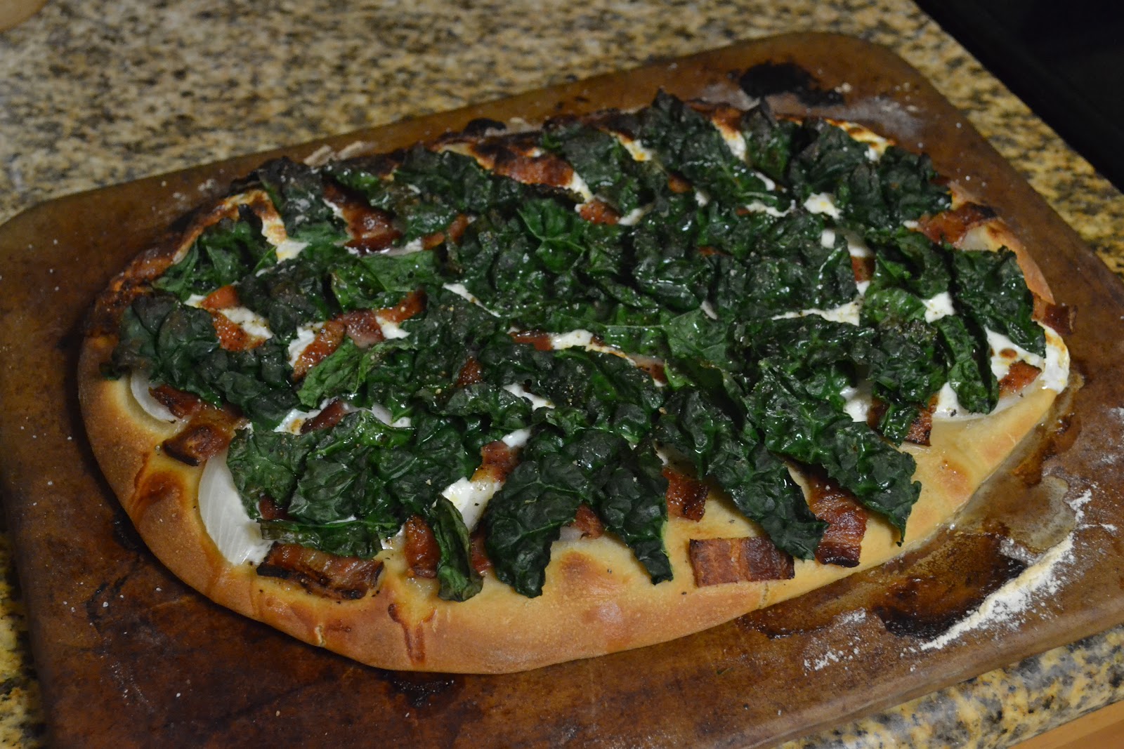 Aloha Yinz Mangia Bacon and Kale Pizza