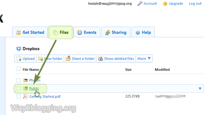 Upload/Host your Files via DropBox Online - Step1