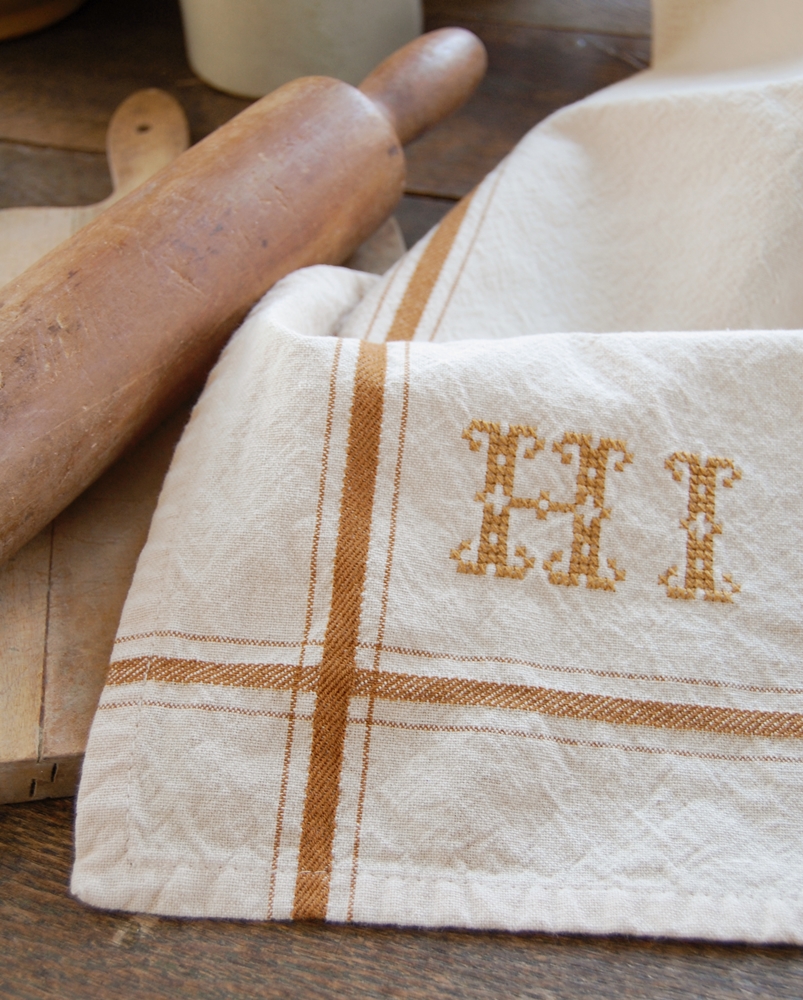 Frog Goes to Market Mustard Stripe Towels