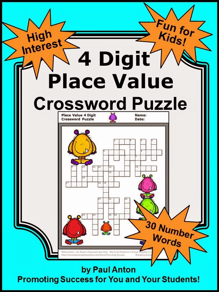 Place Value 4 Digit Place Value Crossword Puzzle