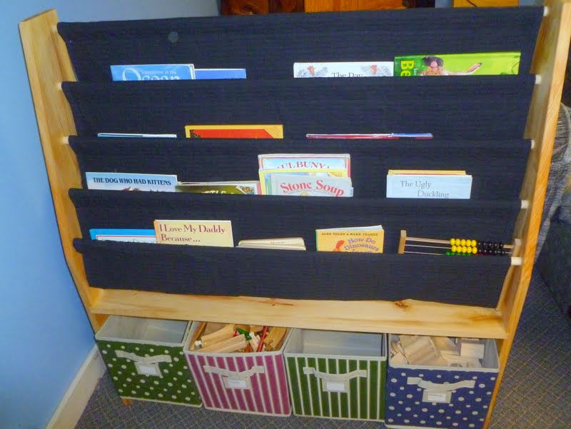 Born Imaginative Sling Bookshelf With Storage Bins For Kids