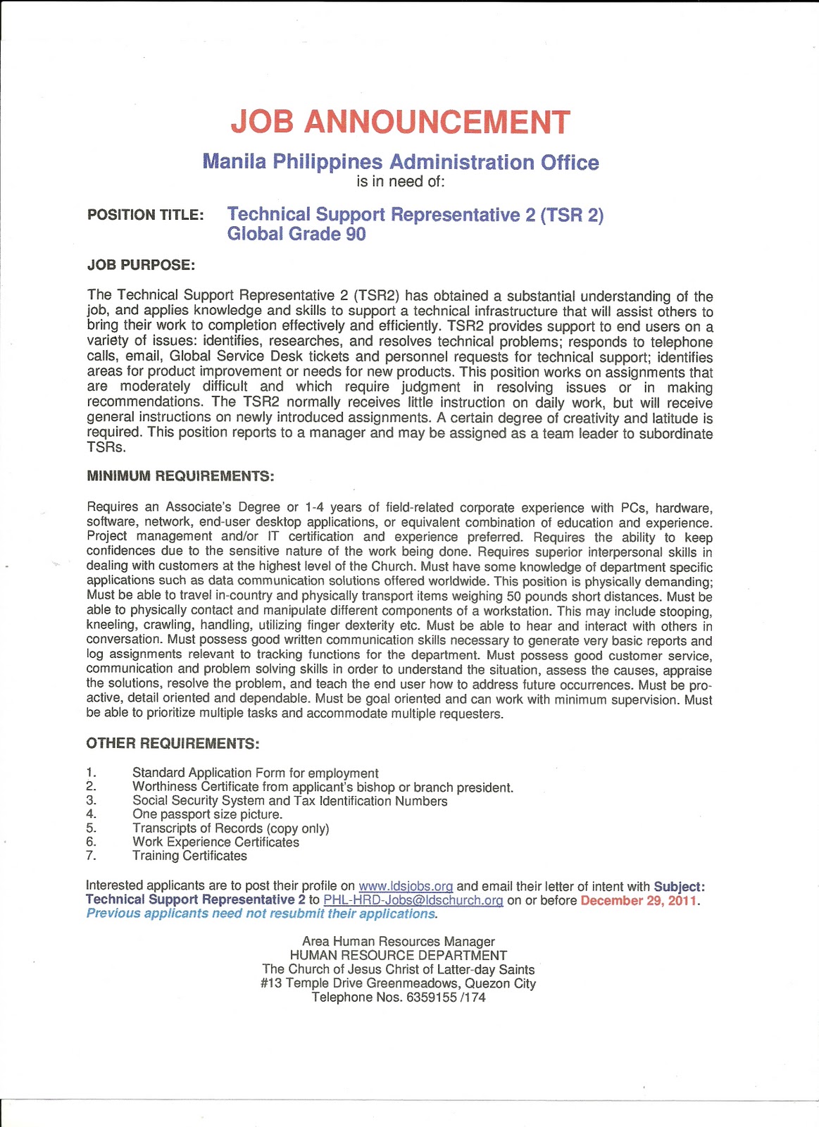 Cebu City Philippines Temple JOBS