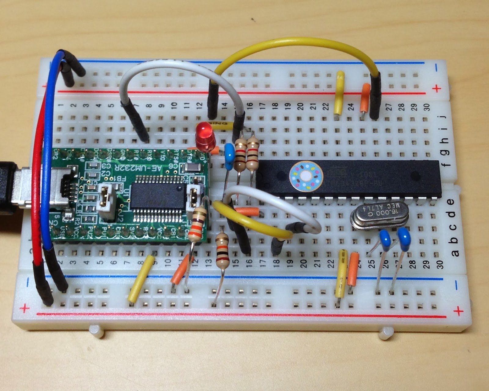 電子工作勉強中 ブレッドボード上でArduinoを作ろう(その1)：お手軽Arduinoを作る