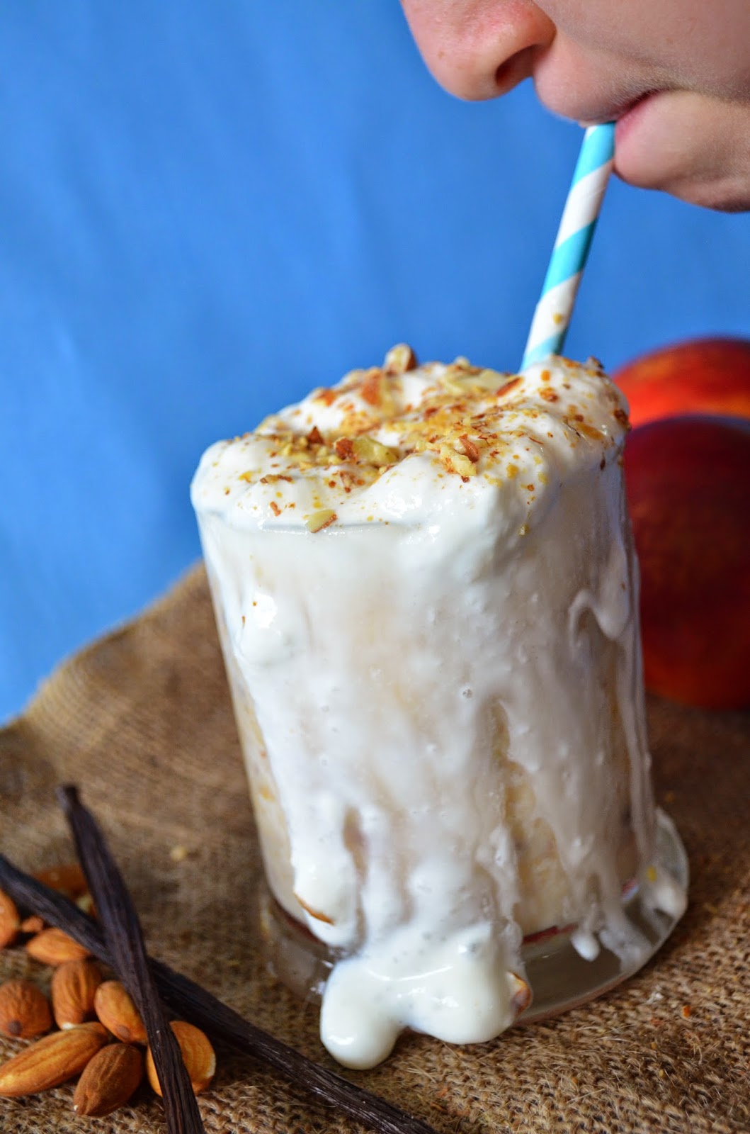 Hi! It's Jilly. Vanilla Almond Nectarine Milkshake