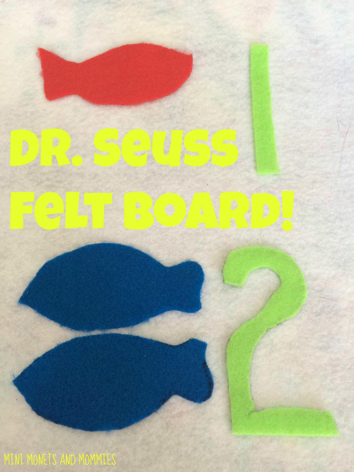 Dr. Seuss felt board with red fish, blue fish, 1 and 2 