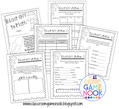 Classroom Freebies: Blast Off to Math (Centers for the Beginning of the