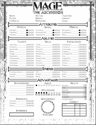 Mage The Ascension Character Sheet Pdf
