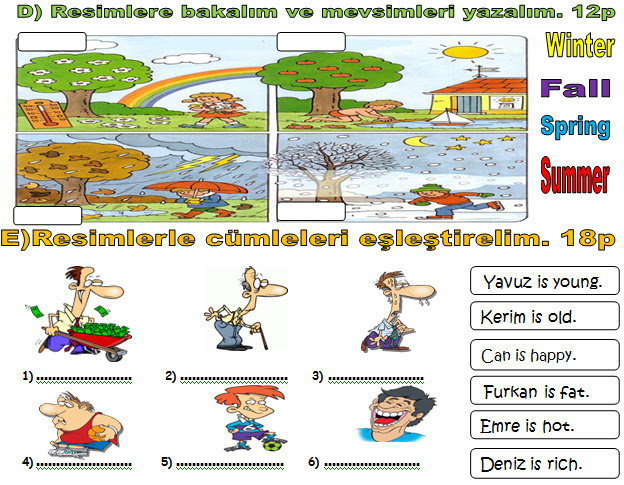 4. Sinif İngilizce 2. Dönem 2. Yazılı Sınav Soruları - Ödevvar,oguz