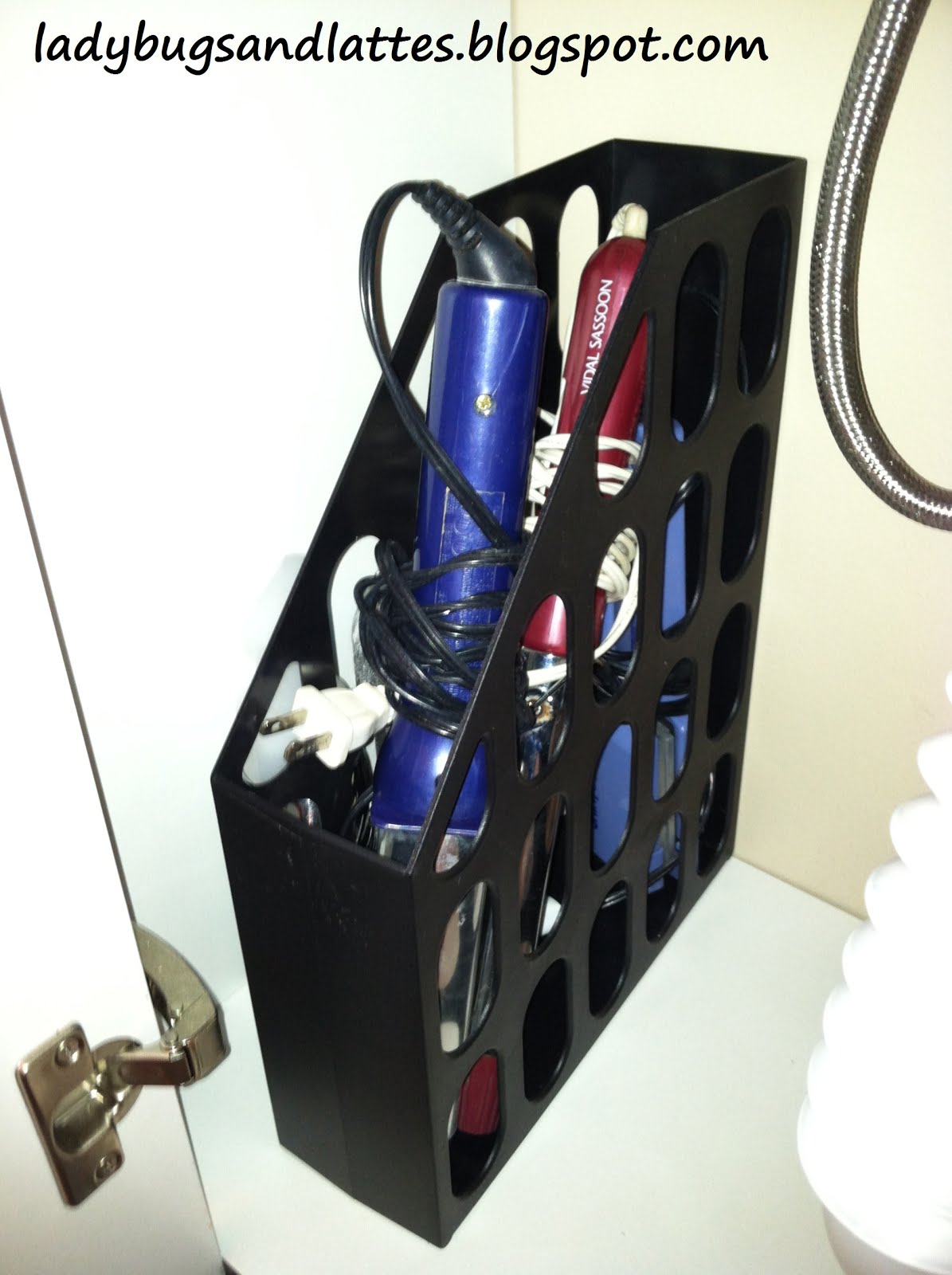 Ladybugs and Lattes Hair Dryer and Curling Iron Storage