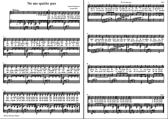 Partition Piano Ne Me Quitte Pas