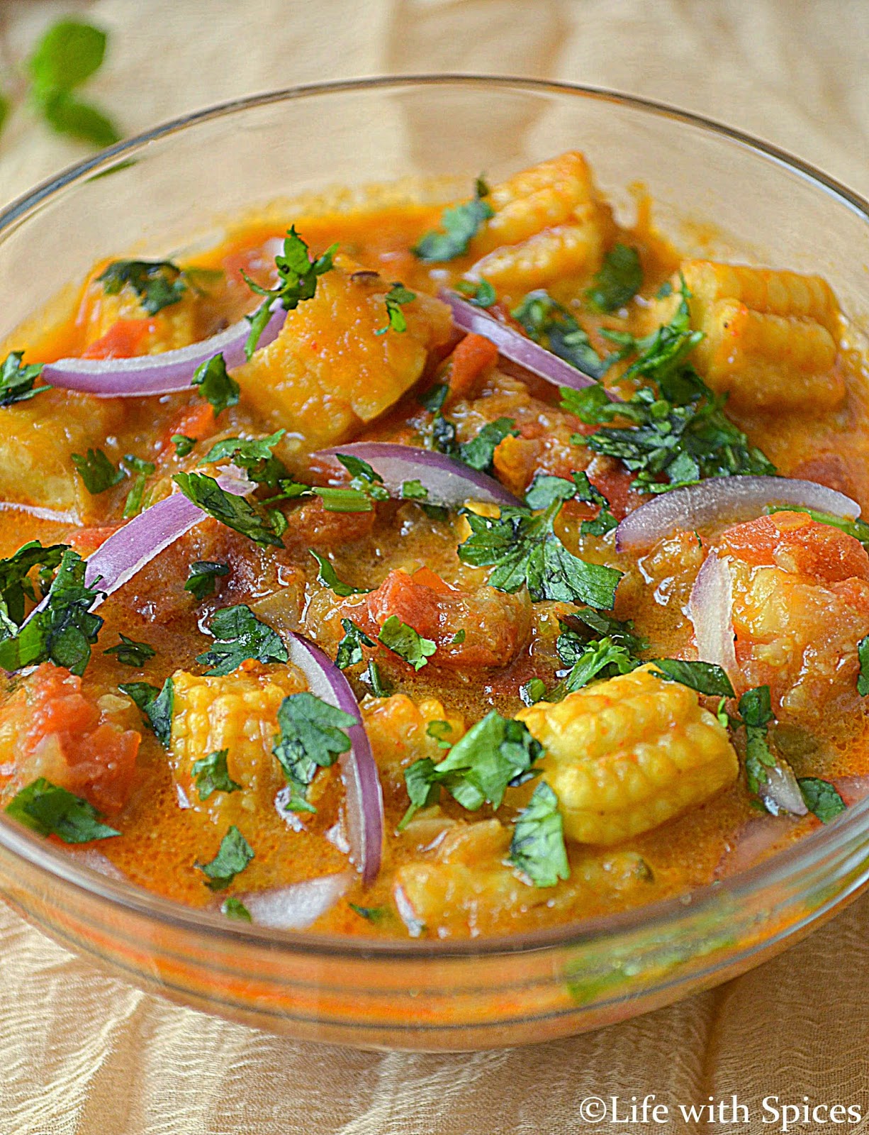 Life with spices BABY CORN CURRY in mildly flavored Coconut Milk