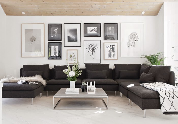 Inspiración deco: un salón nórdico en blanco, negro y madera ...