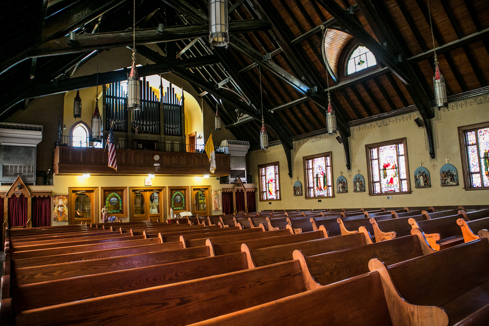 Our Lady of Loretto Cold Spring, NY stepping into church, one at a time