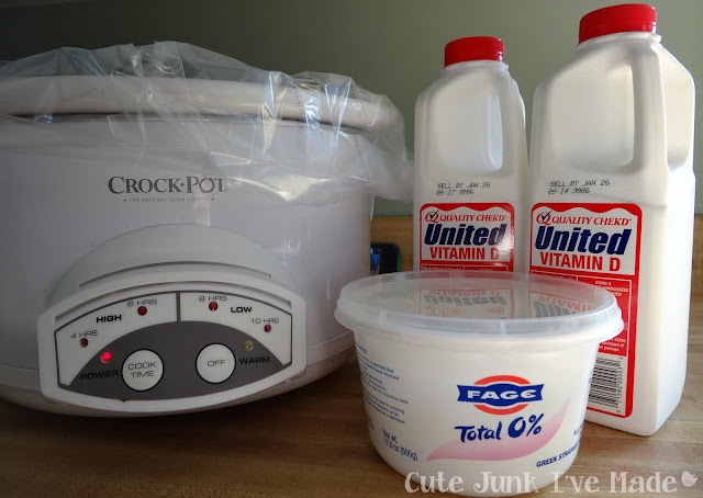 Homemade Crockpot Greek Yogurt - Ingredients Setup