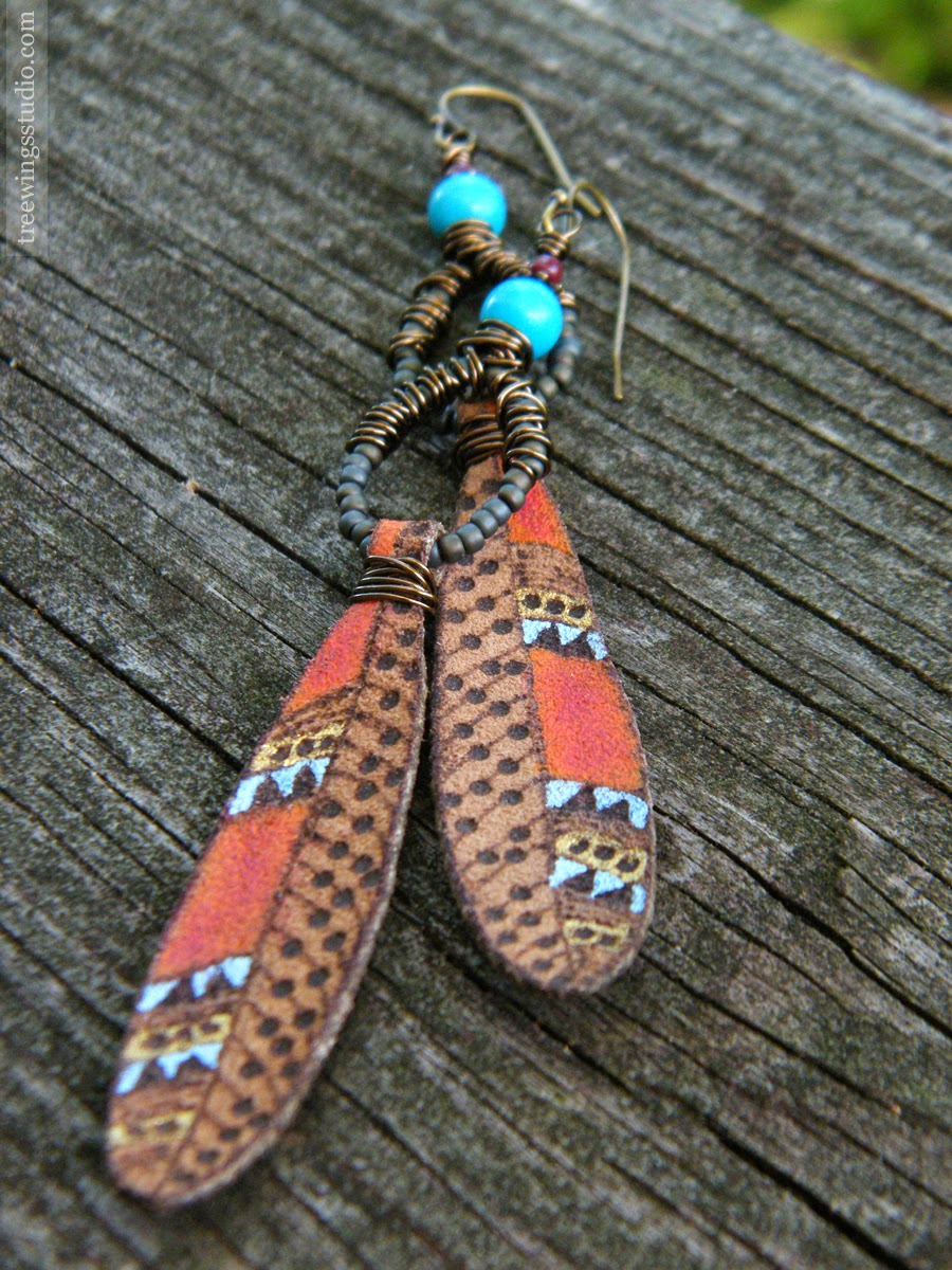 Tree Wings Studio On AJE Blog Beaded Drop Feather Earrings Tutorial
