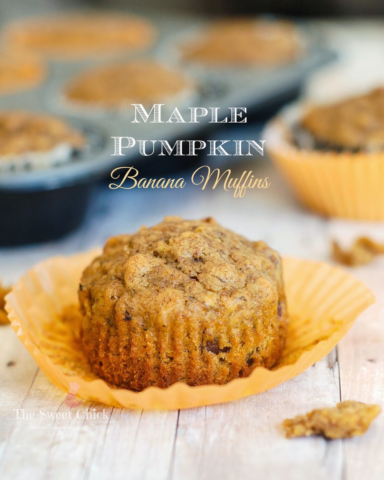 Maple Pumpkin Banana Muffins by The Sweet Chick