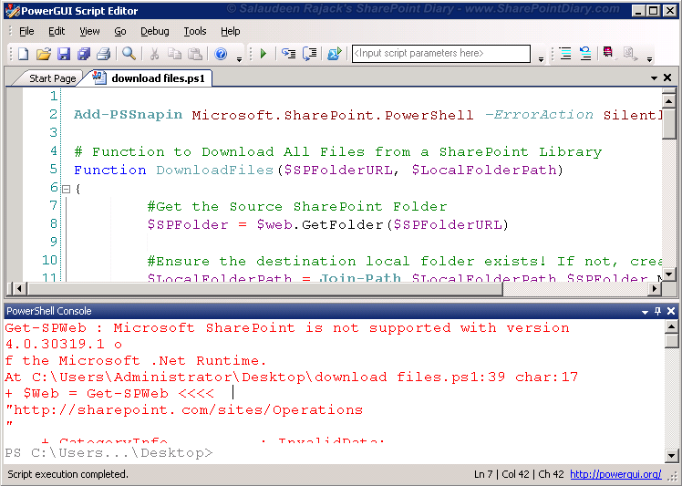 PowerGUI Error: Microsoft SharePoint is not supported with version 4.0.30319.1 of the Microsoft .Net Runtime PowerGUI Error: Microsoft SharePoint is not supported with version 4.0.30319.1 of the Microsoft .Net Runtime