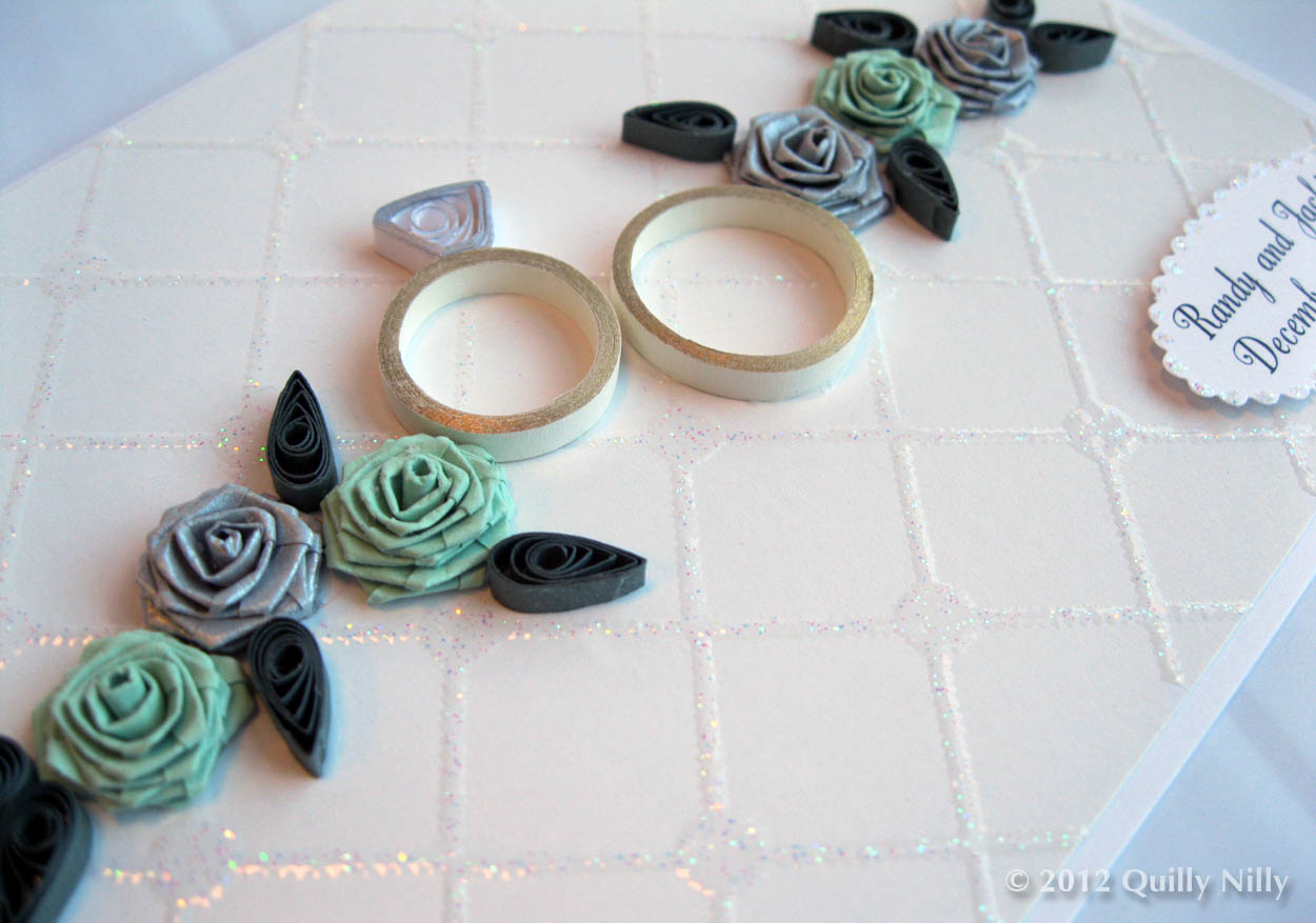 Quilly Nilly Custom Wedding Rings Card....Seafoam and Silver
