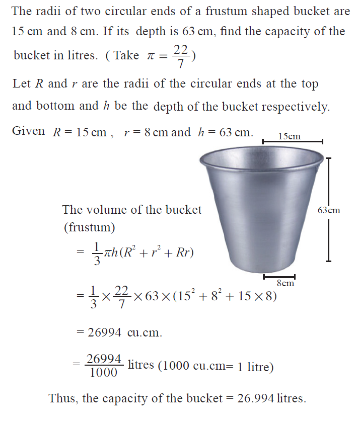 OMTEX CLASSES The radii of two circular ends of a frustum shaped